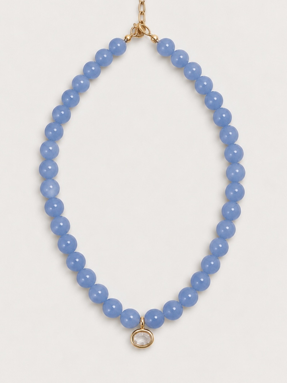 New! 18K Gold Plated Blue Beaded Crystal Necklace NWOT 1023